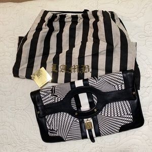 L.A.M.B. Carlisle Purse Black White Gold EUC w tag